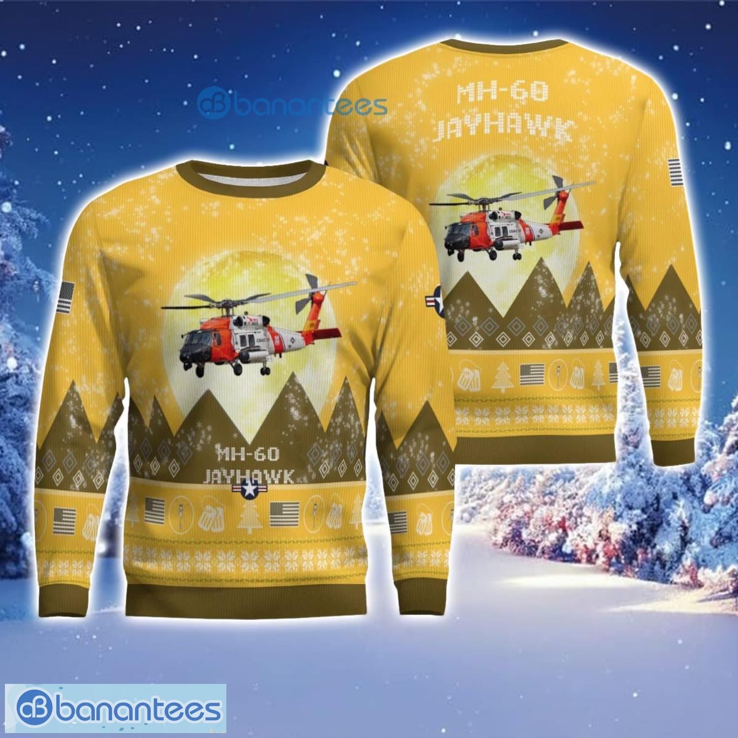 mh 60t jayhawk mh60t aircraft moonlight 3d print ugly christmas sweater christmas gift yellow color sweater image MH-60T Jayhawk MH60T Aircraft Moonlight 3D Print Ugly Christmas Sweater Christmas Gift Yellow Color Sweater Product Photo 1
