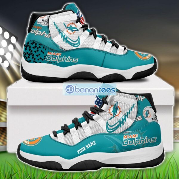 Miami Dolphins Air Jordan 11 Sneakers Custom Name Special Shoes For Fans Product Photo 1