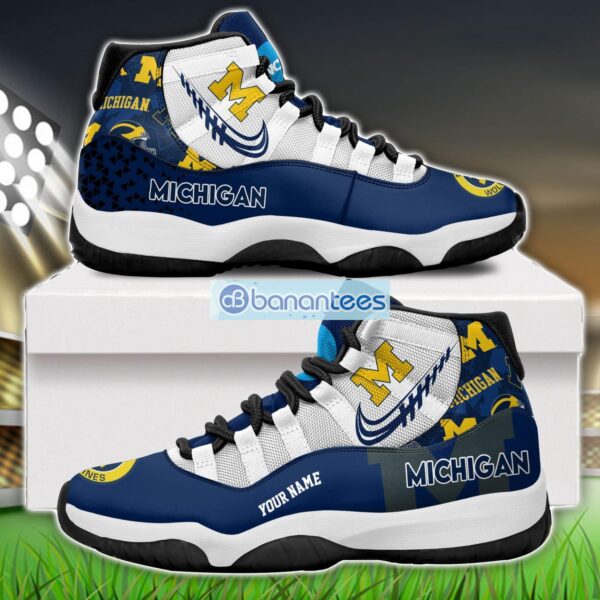 Michigan Wolverines Air Jordan 11 Sneakers Custom Name Special Shoes For Fans Product Photo 1