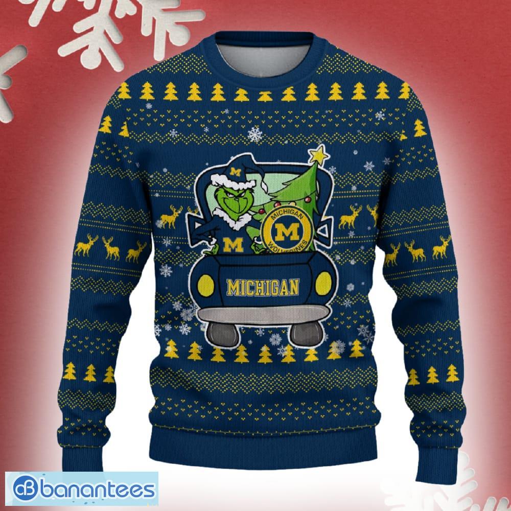 michigan wolverines grinch driving funny 3d ugly christmas sweater for men women image Michigan Wolverines Grinch Driving Funny 3D Ugly Christmas Sweater For Men Women - Michigan Wolverines Christmas Sweater Grinch Driving Photo 2