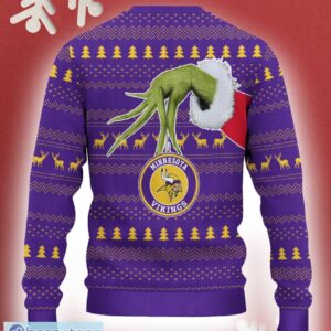Minnesota Vikings Grinch Driving Funny 3D Ugly Christmas Sweater For Men Women - Minnesota Vikings Christmas Sweater Grinch Driving Photo 3
