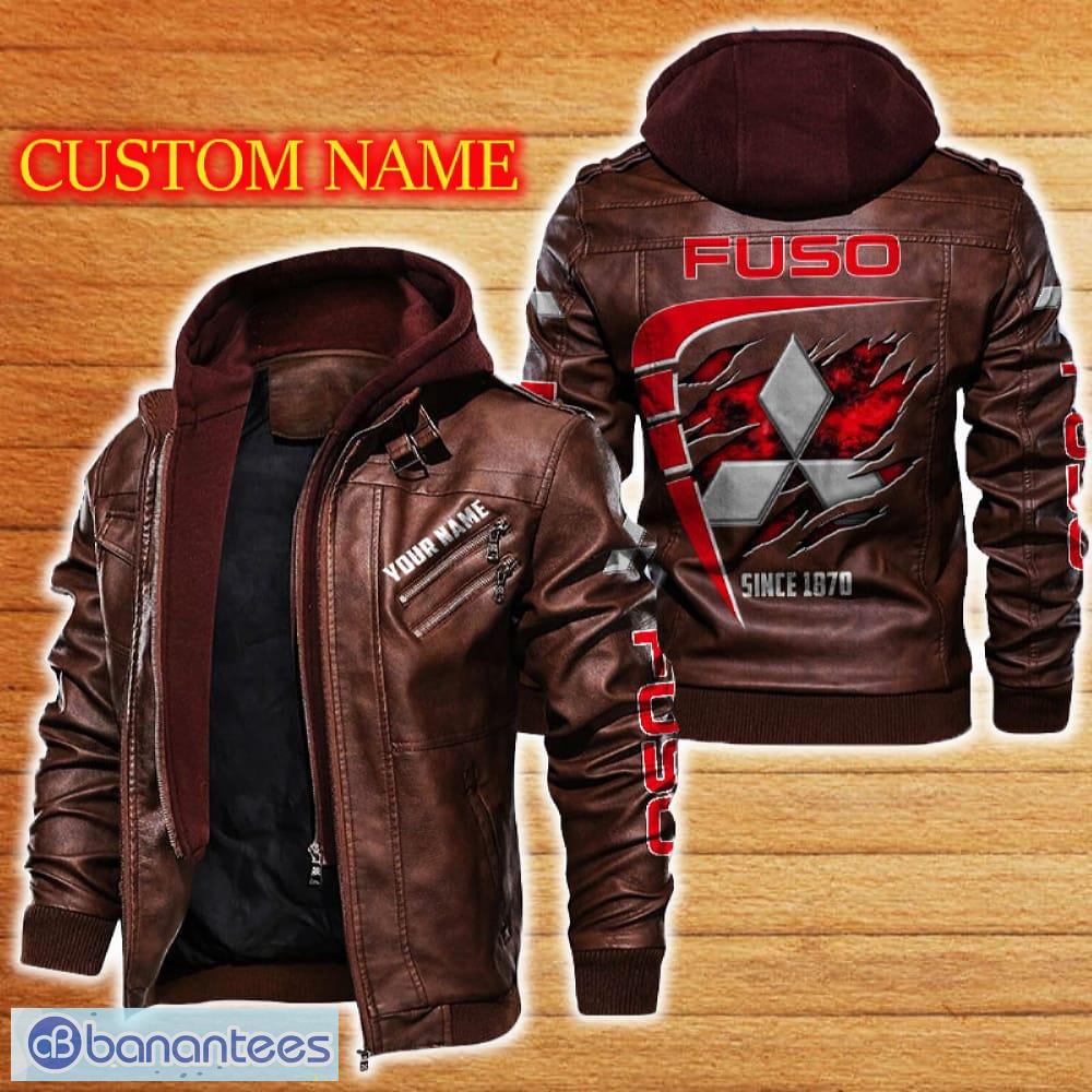 mitsubishi fuso leather jacket black and brown color car logo trending all over print gift fans custom name 1 image Mitsubishi Fuso Leather Jacket Black And Brown Color Car Logo Trending All OVer Print Gift Fans Custom Name - Mitsubishi Fuso Leather Jacket Car For Fans_2