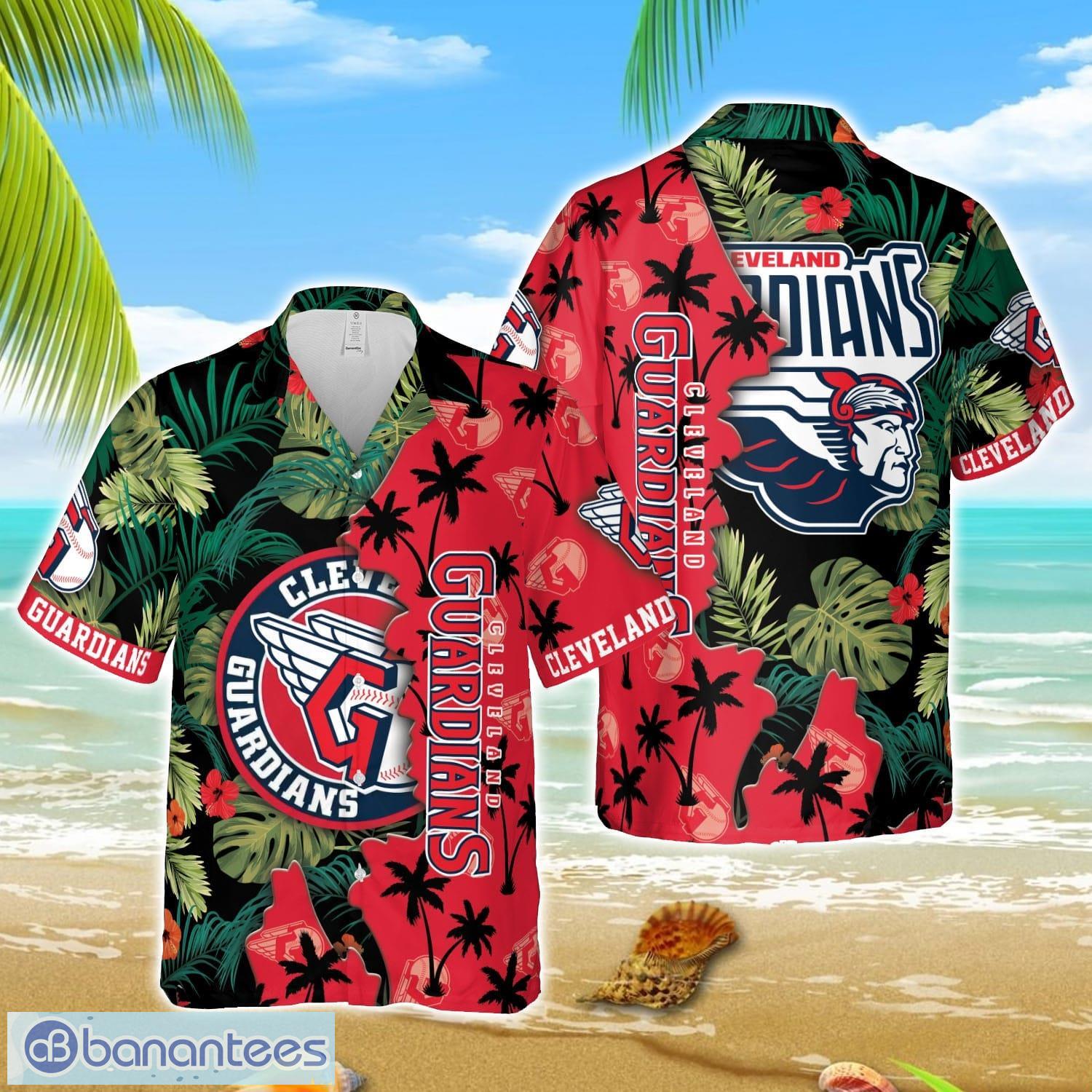 mlb hawaiian cleveland guardians team mlb aloha 3d hawaiian shirt image MLB Hawaiian Cleveland Guardians Team MLB Aloha 3D Hawaiian Shirt Product Photo 1