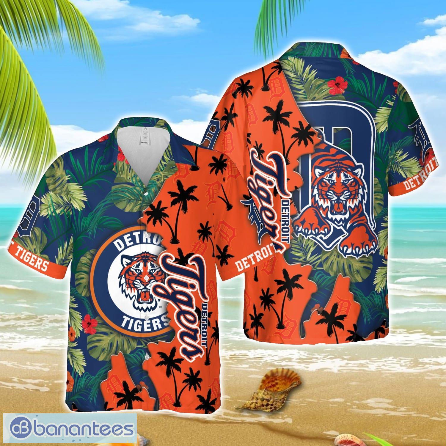 mlb hawaiian detroit tigers team mlb tropical 3d hawaiian shirt image MLB Hawaiian Detroit Tigers Team MLB Tropical 3D Hawaiian Shirt Product Photo 1