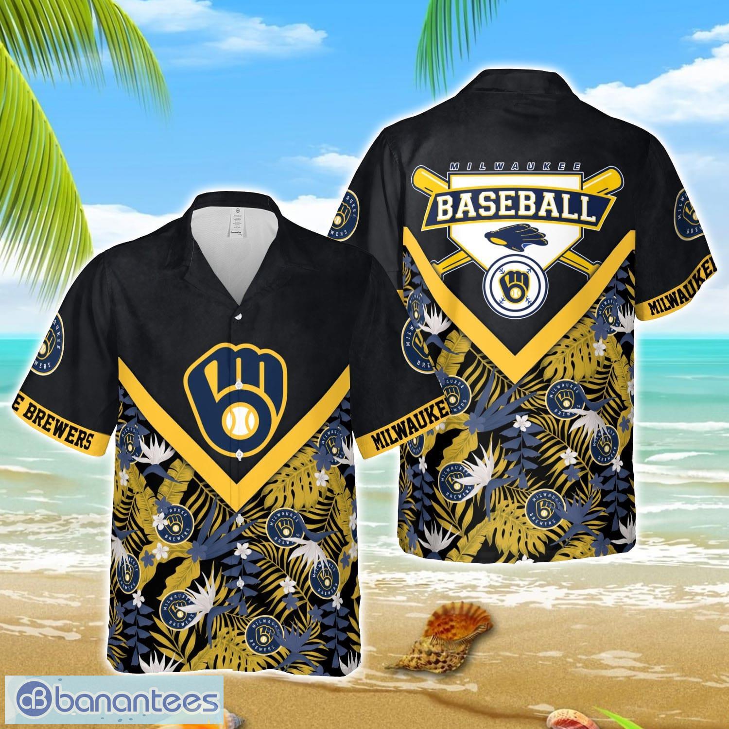 mlb hawaiian milwaukee brewers team mlb aloha 3d hawaiian shirt image MLB Hawaiian Milwaukee Brewers Team MLB Aloha 3D Hawaiian Shirt Product Photo 1
