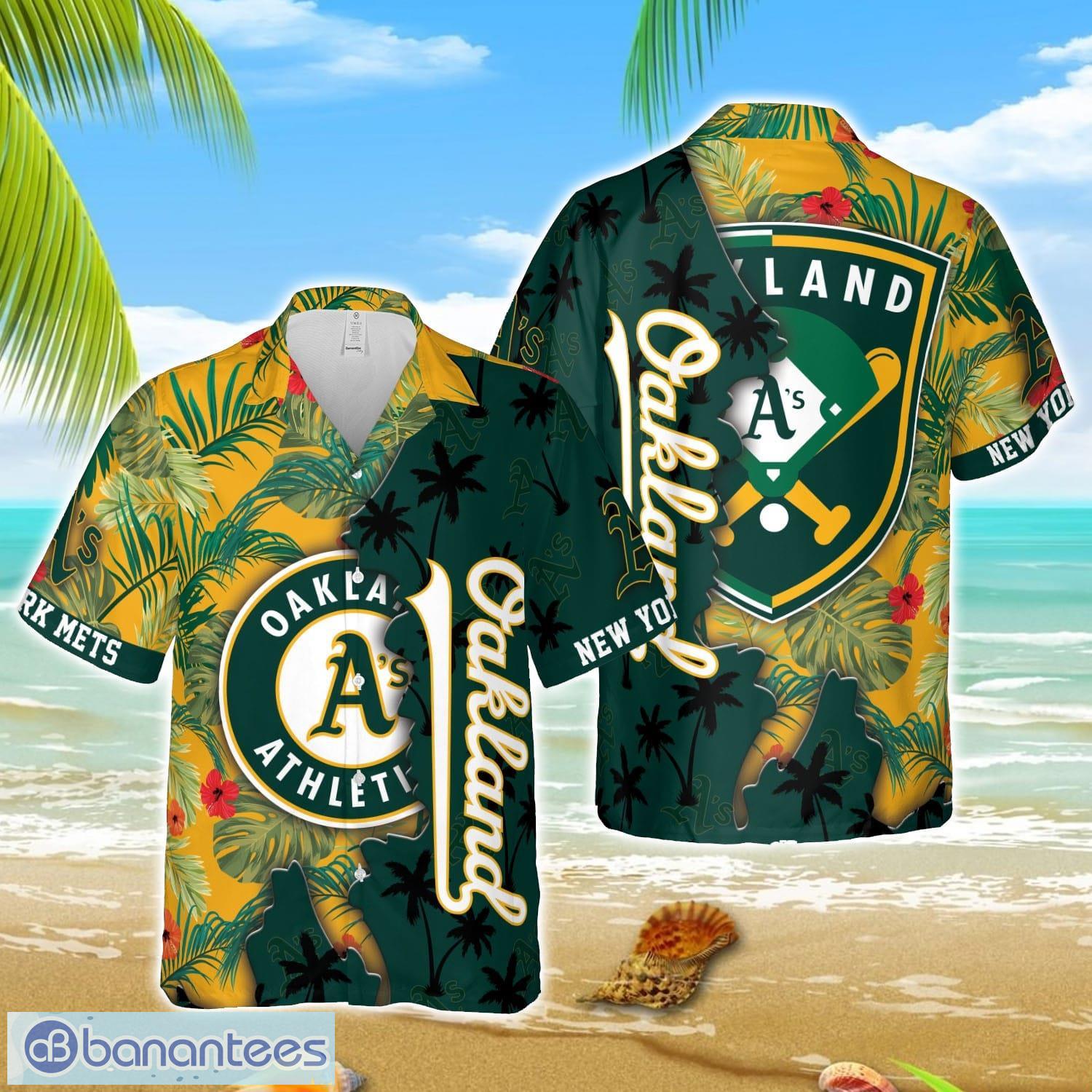 mlb hawaiian oakland athletics team mlb tropical 3d hawaiian shirt image MLB Hawaiian Oakland Athletics Team MLB Tropical 3D Hawaiian Shirt Product Photo 1