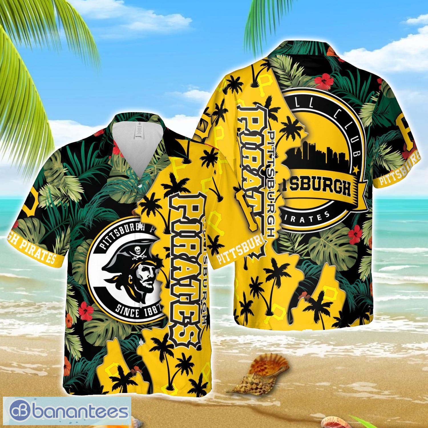 mlb hawaiian pittsburgh pirates team mlb tropical 3d hawaiian shirt image MLB Hawaiian Pittsburgh Pirates Team MLB Tropical 3D Hawaiian Shirt Product Photo 1