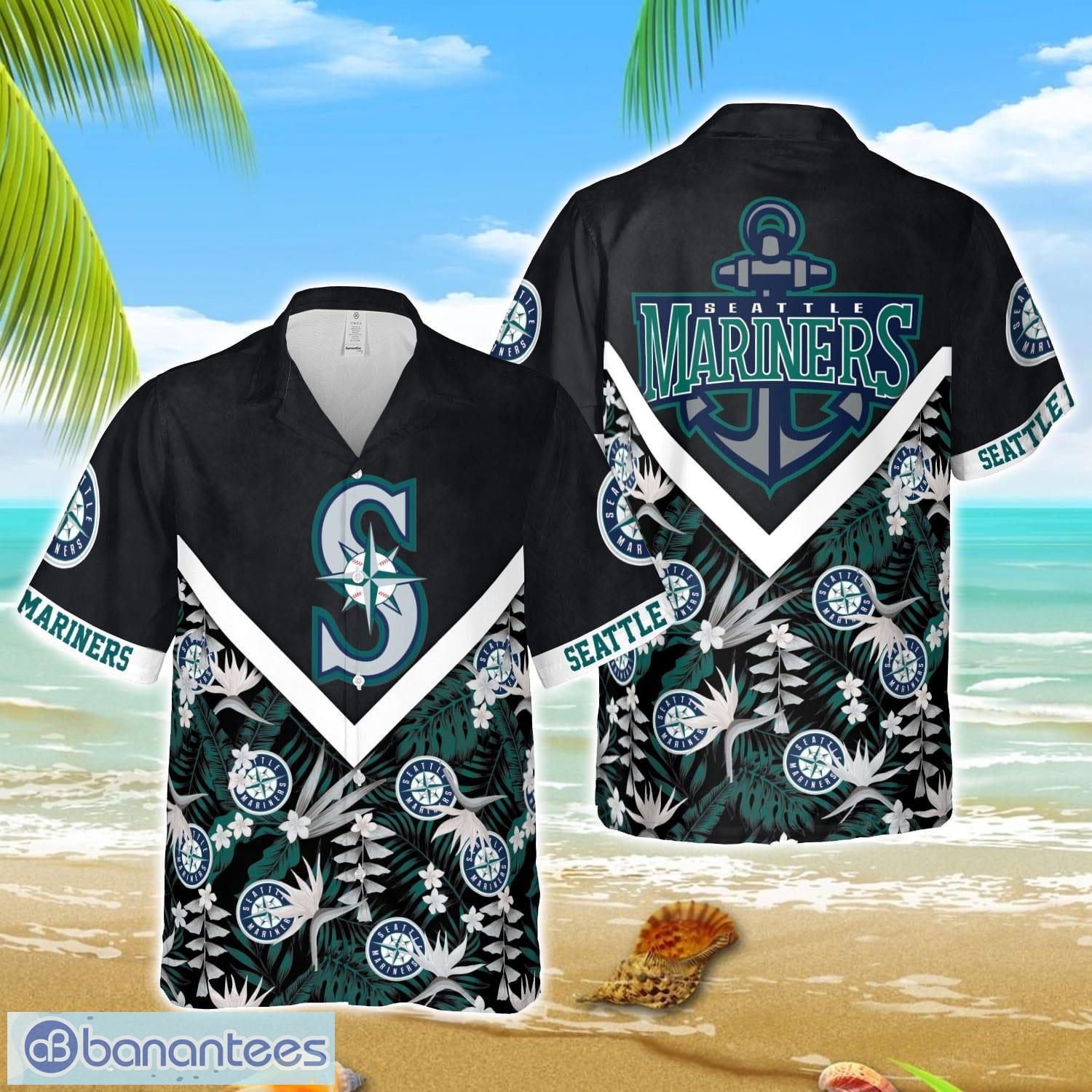 mlb hawaiian seattle mariners team mlb aloha 3d hawaiian shirt image MLB Hawaiian Seattle Mariners Team MLB Aloha 3D Hawaiian Shirt Product Photo 1