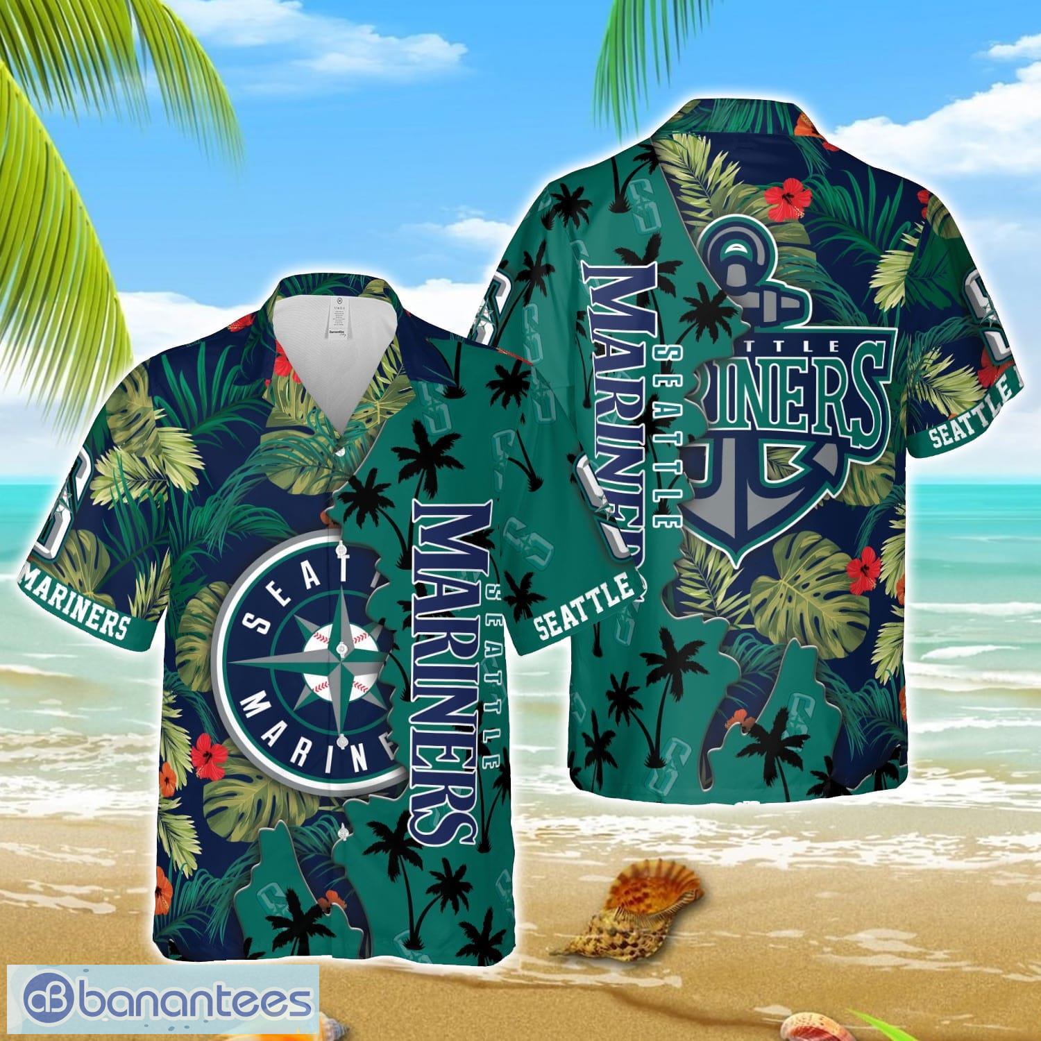 mlb hawaiian seattle mariners team mlb tropical 3d hawaiian shirt image MLB Hawaiian Seattle Mariners Team MLB Tropical 3D Hawaiian Shirt Product Photo 1