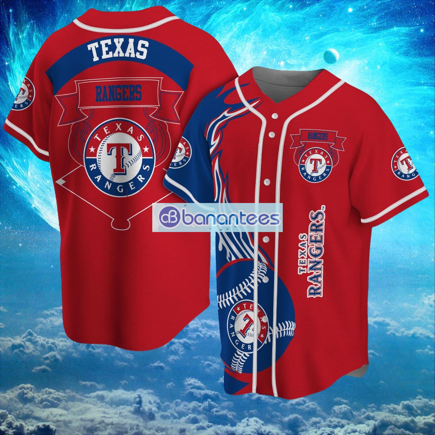 mlb texas rangers logo classic design fire ball baseball jersey shirt full print image MLB Texas Rangers Logo Classic Design Fire Ball Baseball Jersey Shirt Full Print Product Photo 1