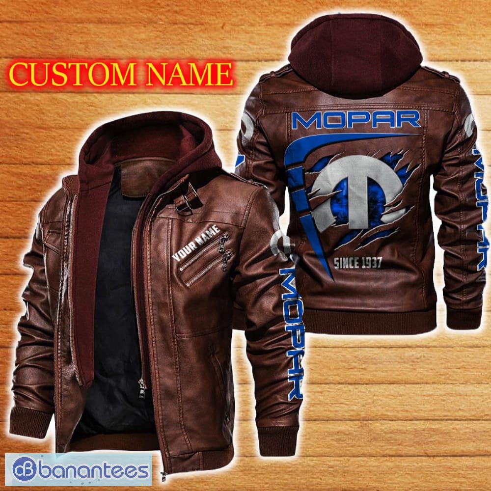 mopar leather jacket black and brown color car logo trending all over print gift fans custom name 1 image Mopar Leather Jacket Black And Brown Color Car Logo Trending All OVer Print Gift Fans Custom Name - Mopar Leather Jacket Car For Fans_2