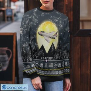 North American FJ-4 Fury FJ4 3D Aircraft Moonlight Grey Ugly Christmas Sweater For Fans Product Photo 5