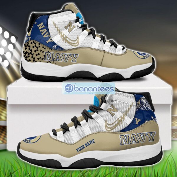 Navy Midshipmen Air Jordan 11 Sneakers Custom Name Special Shoes For Fans Product Photo 1