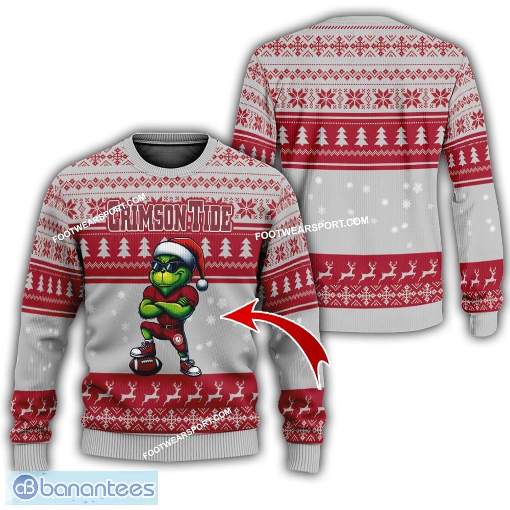 ncaa alabama crimson tide grinch style knitted christmas sweater gift for adult image NCAA Alabama Crimson Tide Grinch Style Knitted Christmas Sweater Gift For Adult - NCAA Alabama Crimson Tide New Grinch Ugly Christmas Sweater Photo 1