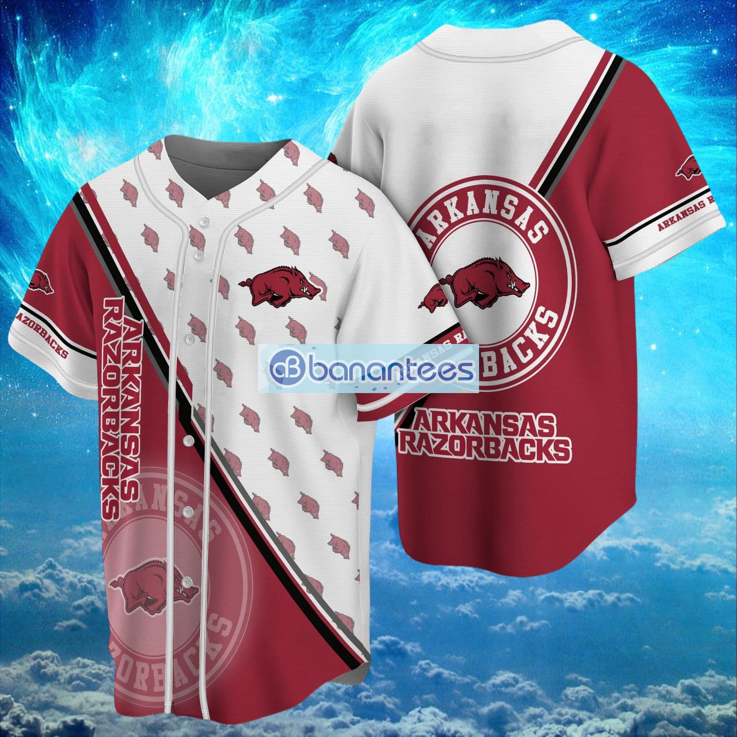 ncaa arkansas razorbacks logo design baseball jersey shirt gifts for fans shirt full print image NCAA Arkansas Razorbacks Logo Design Baseball Jersey Shirt Gifts For Fans Shirt Full Print Product Photo 1