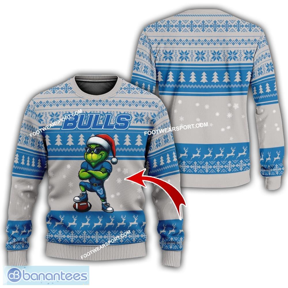 ncaa buffalo bulls new grinch ugly christmas sweater aop gift for men and women image NCAA Buffalo Bulls New Grinch Ugly Christmas Sweater AOP Gift For Men And Women - NCAA Buffalo Bulls New Grinch Ugly Christmas Sweater Photo 1