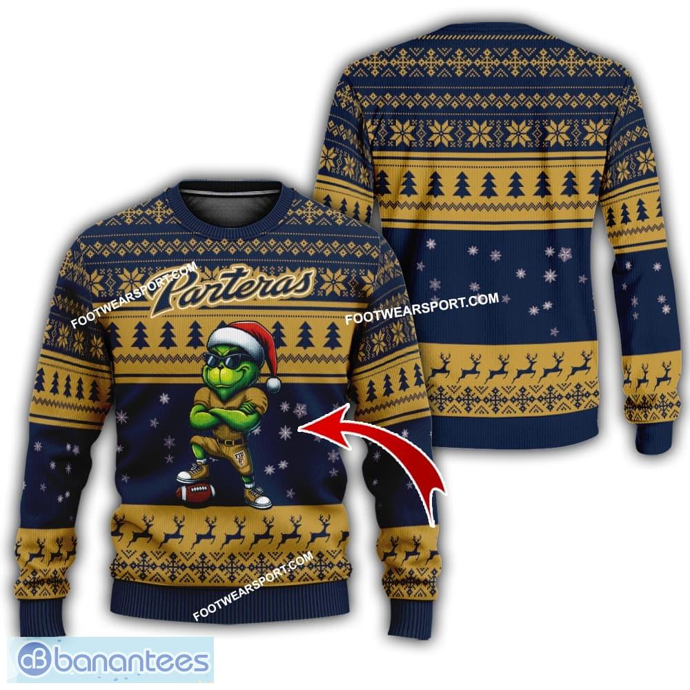ncaa fiu panthers player grinch knitted xmas sweater gift holidays image NCAA FIU Panthers Player Grinch Knitted Xmas Sweater Gift Holidays - NCAA FIU Panthers New Grinch Ugly Christmas Sweater Photo 1