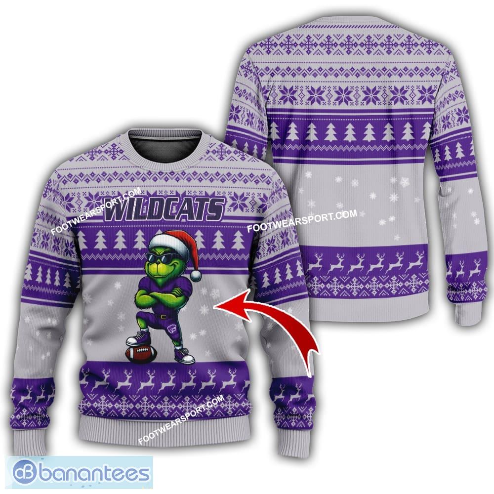 ncaa kansas state wildcats grinch style ugly christmas 3d sweater gift for adult image NCAA Kansas State Wildcats Grinch Style Ugly Christmas 3D Sweater Gift For Adult - NCAA Kansas State Wildcats New Grinch Ugly Christmas Sweater Photo 1