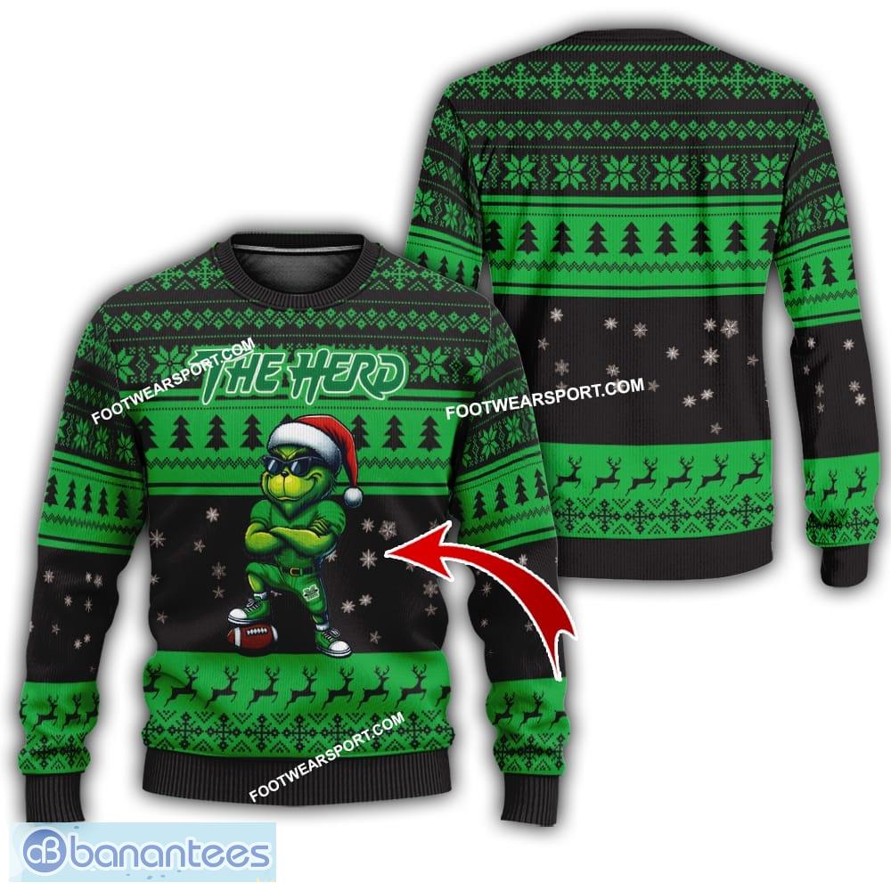 ncaa marshall thundering herd new grinch ugly christmas sweater aop gift for men and women image NCAA Marshall Thundering Herd New Grinch Ugly Christmas Sweater AOP Gift For Men And Women - NCAA Marshall Thundering Herd New Grinch Ugly Christmas Sweater Photo 1
