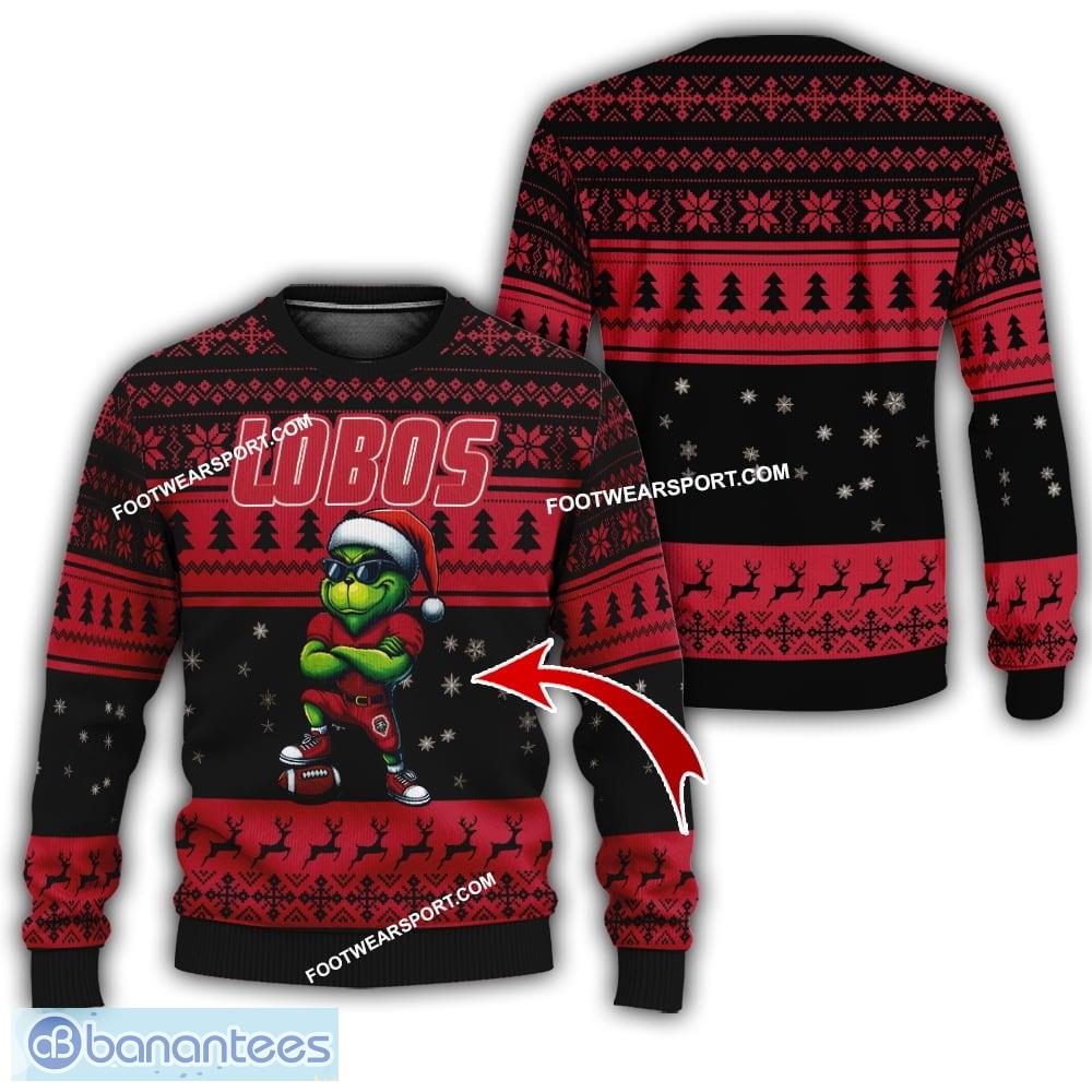 ncaa new mexico lobos new grinch knitted christmas 3d sweater gift for men and women image NCAA New Mexico Lobos New Grinch Knitted Christmas 3D Sweater Gift For Men And Women - NCAA New Mexico Lobos New Grinch Ugly Christmas Sweater Photo 1