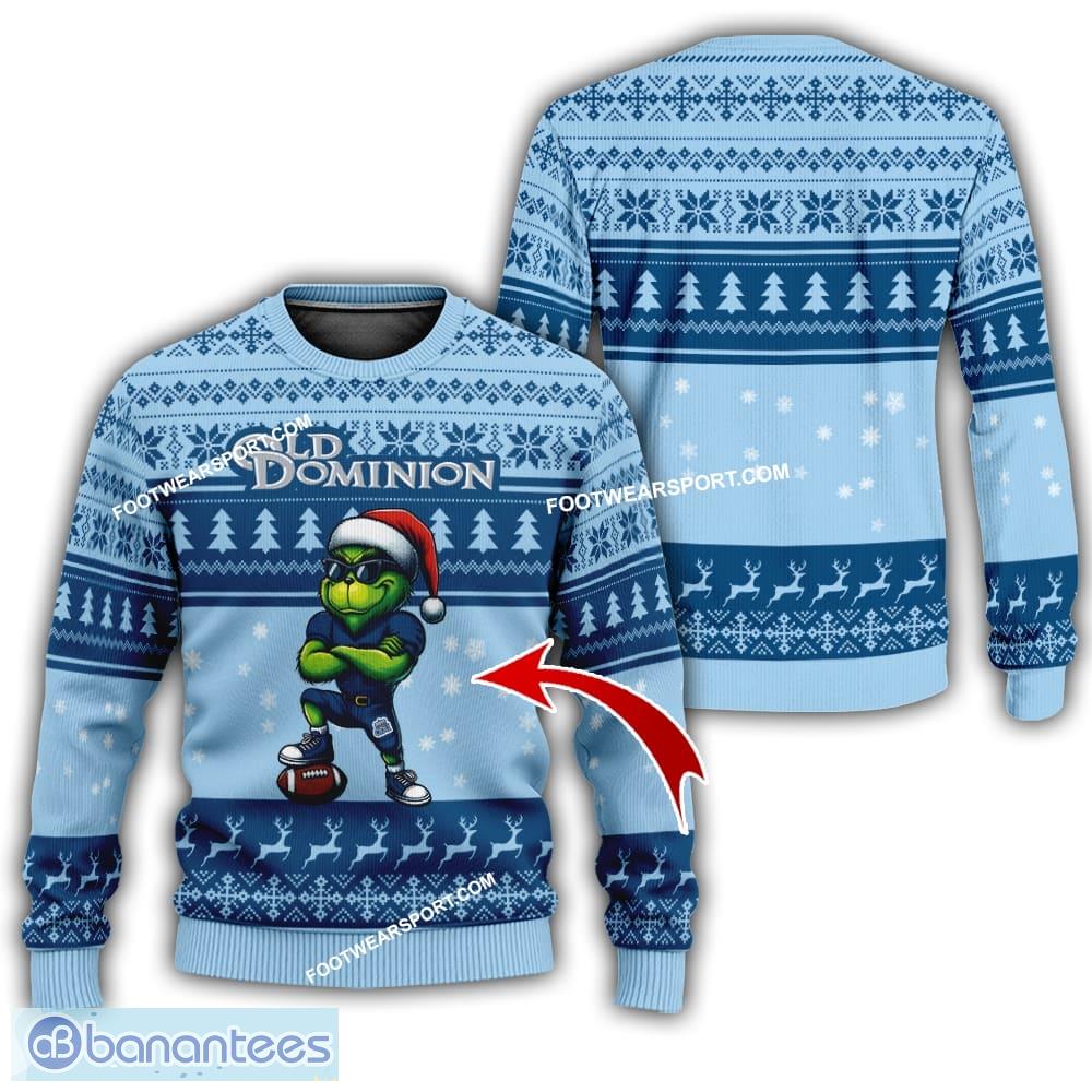 ncaa old dominion monarchs grinch style ugly christmas sweater gift for adult image NCAA Old Dominion Monarchs Grinch Style Ugly Christmas Sweater Gift For Adult - NCAA Old Dominion Monarchs New Grinch Ugly Christmas Sweater Photo 1