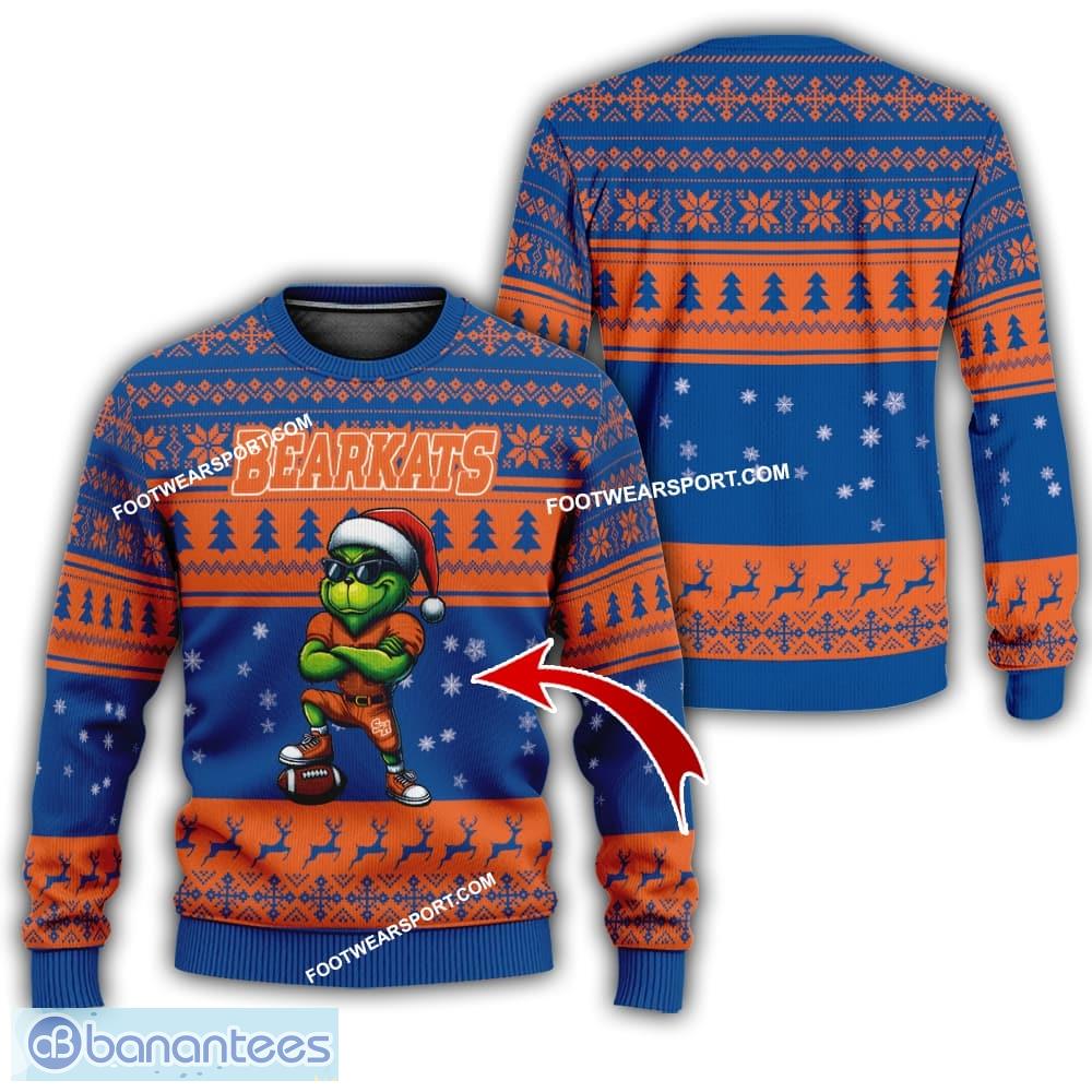 ncaa sam houston bearkats new grinch ugly christmas 3d sweater gift for men and women image NCAA Sam Houston Bearkats New Grinch Ugly Christmas 3D Sweater Gift For Men And Women - NCAA Sam Houston Bearkats New Grinch Ugly Christmas Sweater Photo 1