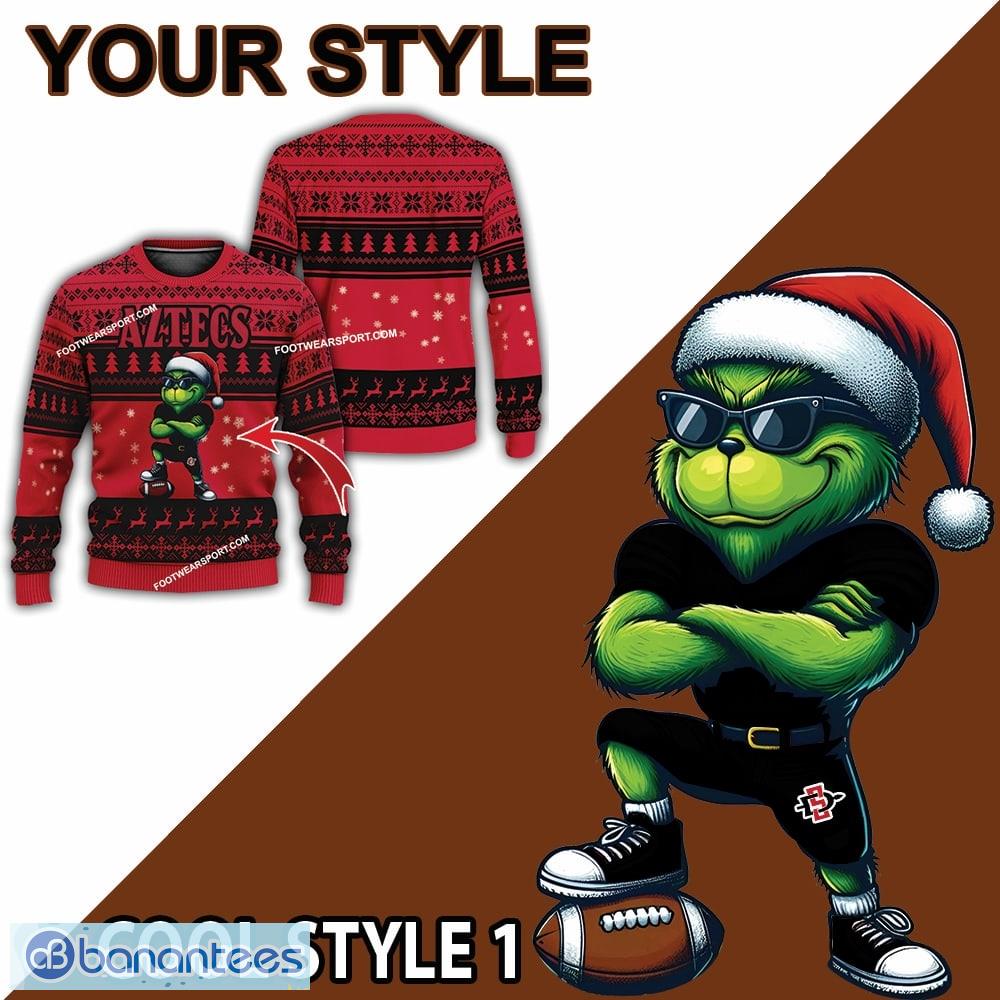 ncaa san diego state aztecs grinch football knitted sweater gift for christmas 1 image NCAA San Diego State Aztecs Grinch Football Knitted Sweater Gift For Christmas - NCAA San Diego State Aztecs New Grinch Ugly Christmas Sweater Photo 2
