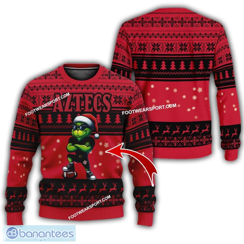 ncaa san diego state aztecs grinch football knitted sweater gift for christmas image NCAA San Diego State Aztecs Grinch Football Knitted Sweater Gift For Christmas - NCAA San Diego State Aztecs New Grinch Ugly Christmas Sweater Photo 1