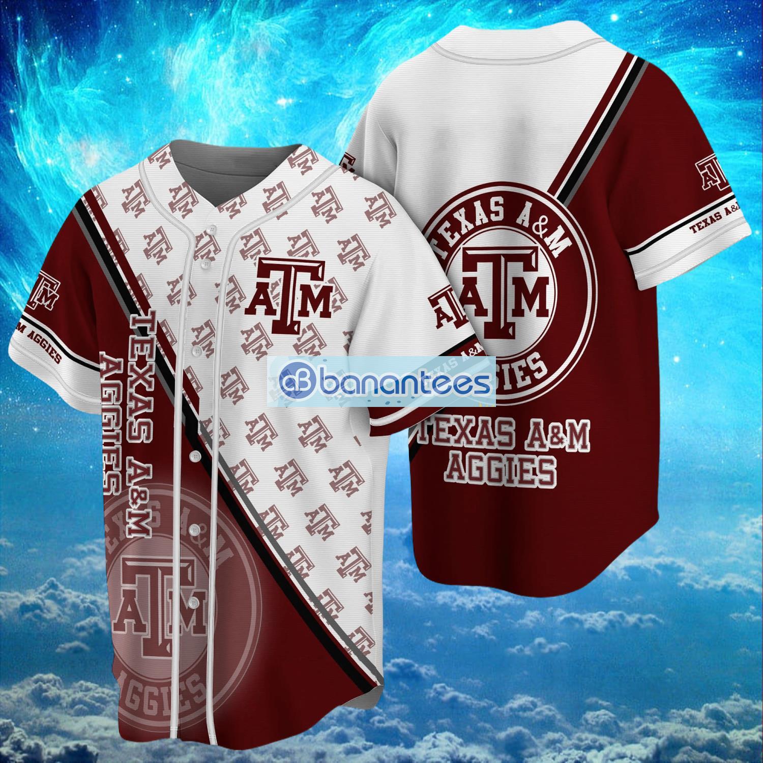 ncaa texas am aggies logo design baseball jersey shirt gifts for fans shirt full print image NCAA Texas A&M Aggies Logo Design Baseball Jersey Shirt Gifts For Fans Shirt Full Print Product Photo 1