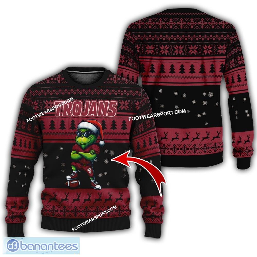 ncaa troy trojans player grinch ugly xmas sweater gift holidays image NCAA Troy Trojans Player Grinch Ugly Xmas Sweater Gift Holidays - NCAA Troy Trojans New Grinch Ugly Christmas Sweater Photo 1