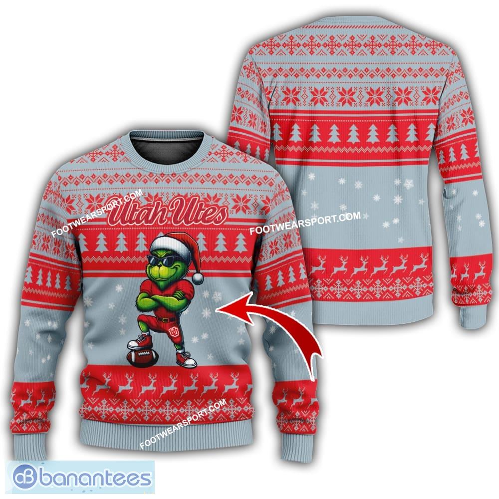 ncaa utah utes player grinch ugly xmas sweater gift holidays image NCAA Utah Utes Player Grinch Ugly Xmas Sweater Gift Holidays - NCAA Utah Utes New Grinch Ugly Christmas Sweater Photo 1