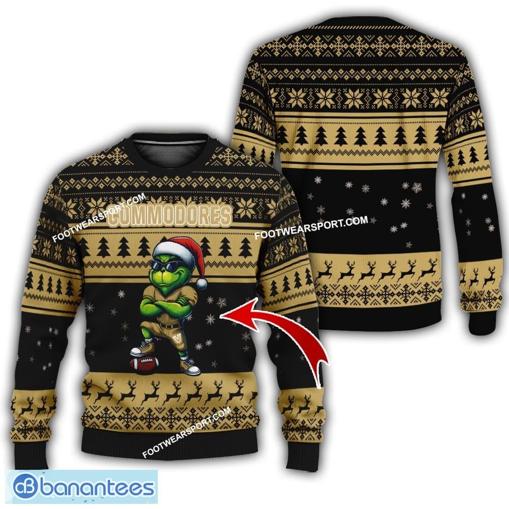 ncaa vanderbilt commodores grinch football ugly sweater aop gift for christmas image NCAA Vanderbilt Commodores Grinch Football Ugly Sweater AOP Gift For Christmas - NCAA Vanderbilt Commodores New Grinch Ugly Christmas Sweater Photo 1