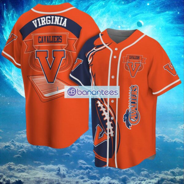 NCAA Virginia Cavaliers Logo Design Fire Ball Baseball Jersey Shirt Full Print Product Photo 1