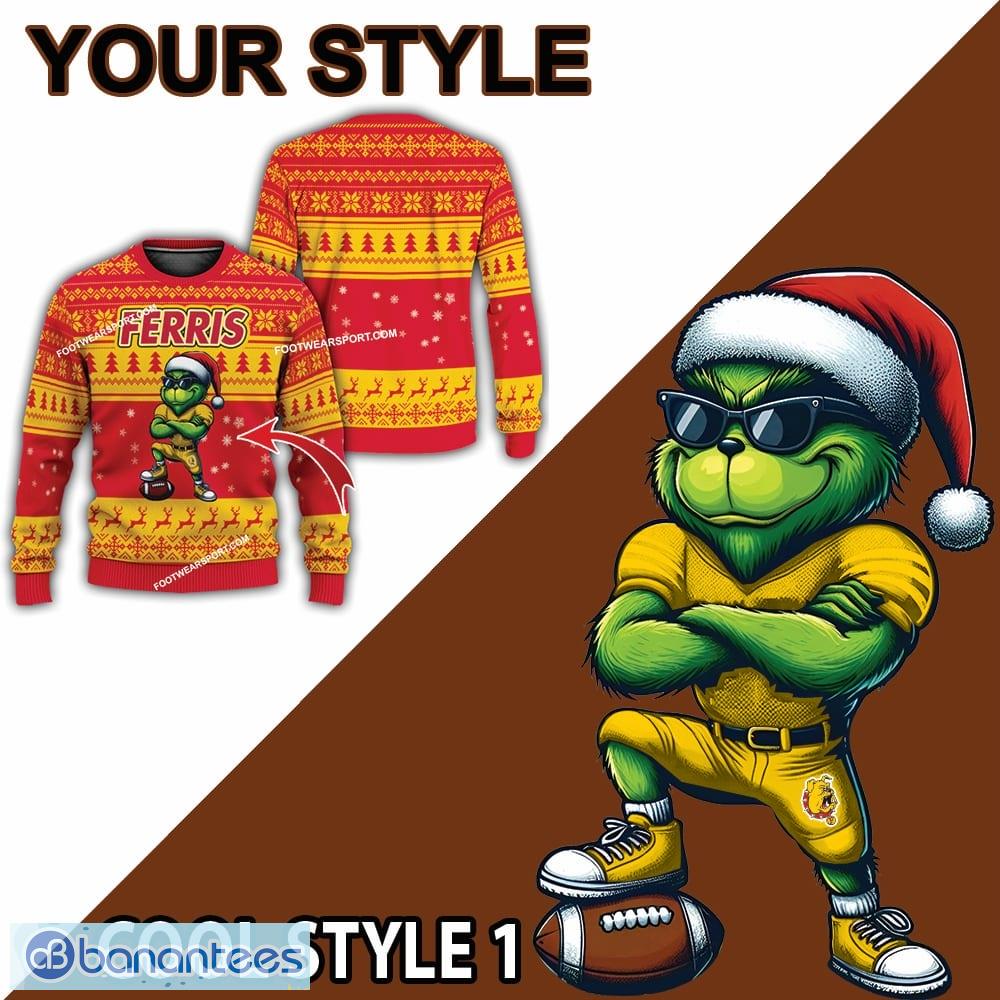 ncaa2 ferris state bulldogs grinch football ugly 3d sweater gift for christmas 1 image NCAA2 Ferris State Bulldogs Grinch Football Ugly 3D Sweater Gift For Christmas - NCAA2 Ferris State Bulldogs New Grinch Ugly Christmas Sweater Photo 2