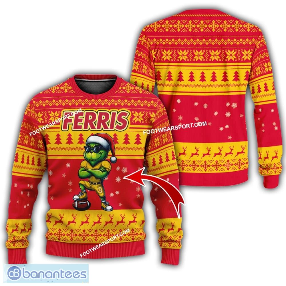ncaa2 ferris state bulldogs grinch football ugly 3d sweater gift for christmas image NCAA2 Ferris State Bulldogs Grinch Football Ugly 3D Sweater Gift For Christmas - NCAA2 Ferris State Bulldogs New Grinch Ugly Christmas Sweater Photo 1