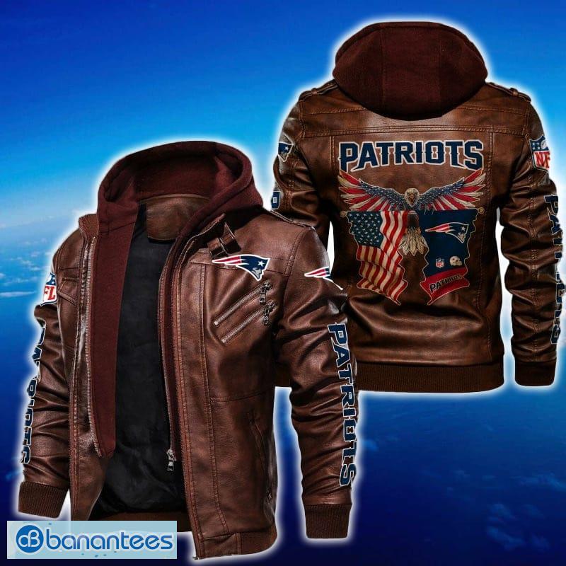 new england patriots nfl eagle 2d leather jacket black and brown color 1 image New England Patriots NFL Eagle 2D Leather Jacket Black And Brown Color - New England Patriots NFL Eagle Leather Jacket_2