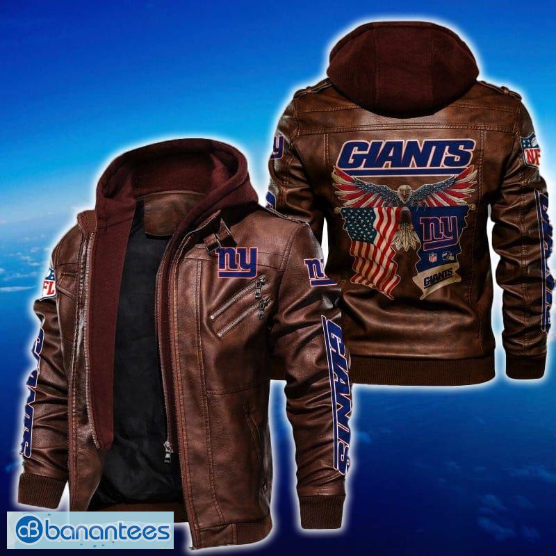new york giants nfl eagle 2d leather jacket black and brown color 1 image New York Giants NFL Eagle 2D Leather Jacket Black And Brown Color - New York Giants NFL Eagle Leather Jacket_2