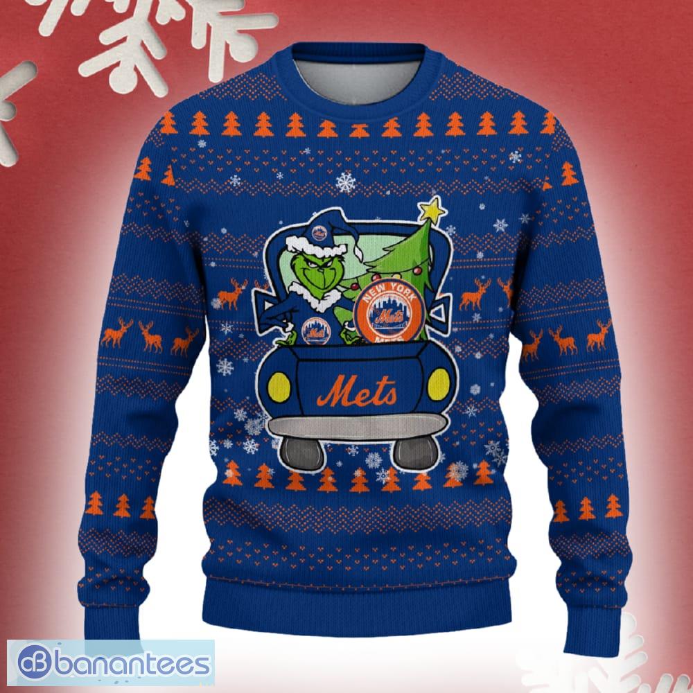 new york mets grinch driving funny 3d ugly christmas sweater for men women image New York Mets Grinch Driving Funny 3D Ugly Christmas Sweater For Men Women - New York Mets Christmas Sweater Grinch Driving Photo 2