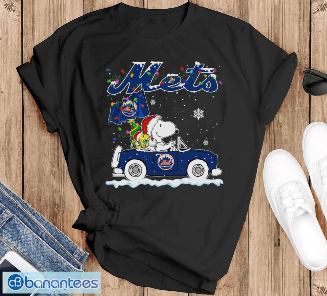 new york mets snoopy and woodstock driving car cute snoopy limited edition shirt image New York Mets Snoopy And Woodstock Driving Car Cute Snoopy Limited Edition Shirt - Black T-Shirt