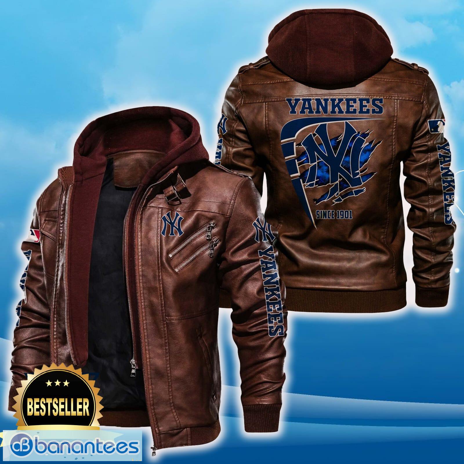 new york yankees leather jacket black and brown color for men and women gift fans all over print gift fans 1 image New York Yankees Leather Jacket Black And Brown Color For Men And Women Gift Fans All OVer Print Gift Fans - New York Yankees Leather Jacket_2