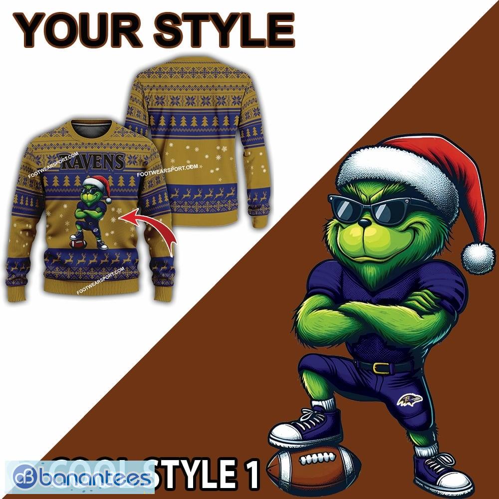 nfl baltimore ravens grinch style knitted christmas sweater gift for adult 1 image NFL Baltimore Ravens Grinch Style Knitted Christmas Sweater Gift For Adult - NFL Baltimore Ravens New Grinch Ugly Christmas Sweater Photo 2