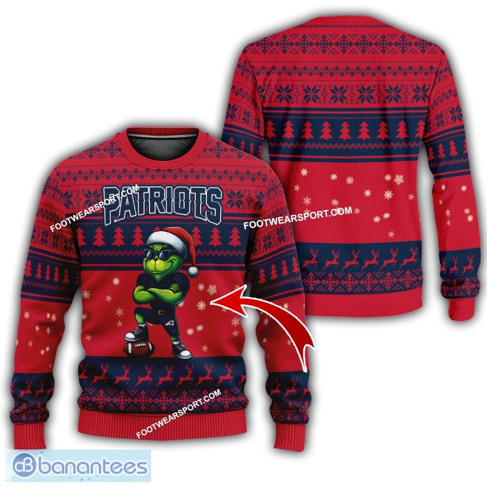nfl new england patriots player grinch ugly xmas sweater gift holidays image NFL New England Patriots Player Grinch Ugly Xmas Sweater Gift Holidays - NFL New England Patriots New Grinch Ugly Christmas Sweater Photo 1