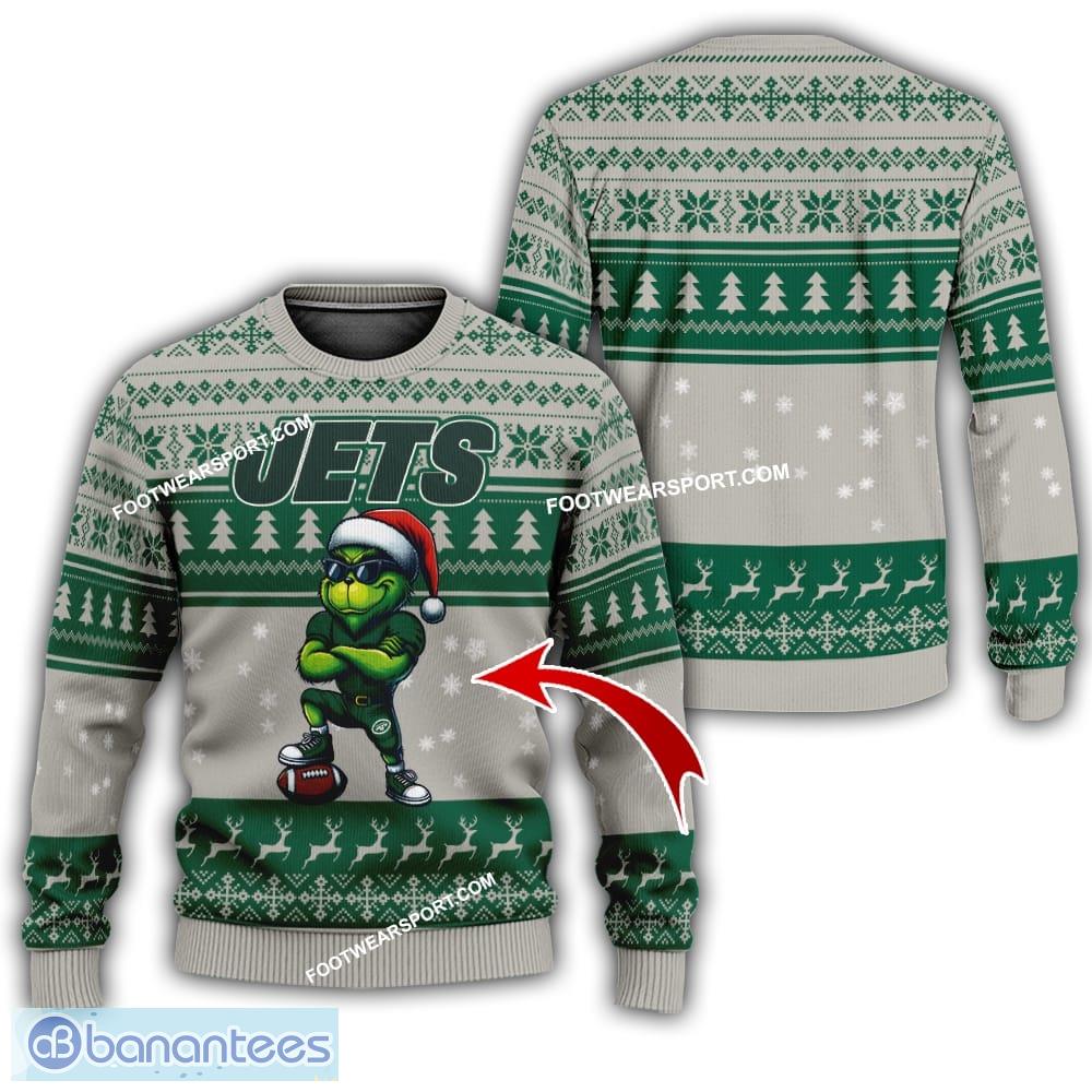 nfl new york jets grinch football ugly sweater aop gift for christmas image NFL New York Jets Grinch Football Ugly Sweater AOP Gift For Christmas - NFL New York Jets New Grinch Ugly Christmas Sweater Photo 1