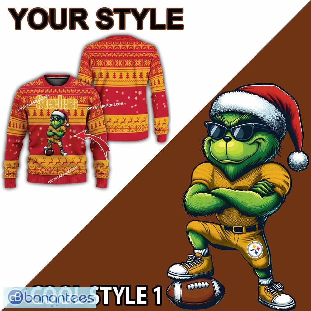 nfl pittsburgh steelers grinch style knitted christmas sweater gift for adult 1 image NFL Pittsburgh Steelers Grinch Style Knitted Christmas Sweater Gift For Adult - NFL Pittsburgh Steelers New Grinch Ugly Christmas Sweater Photo 2