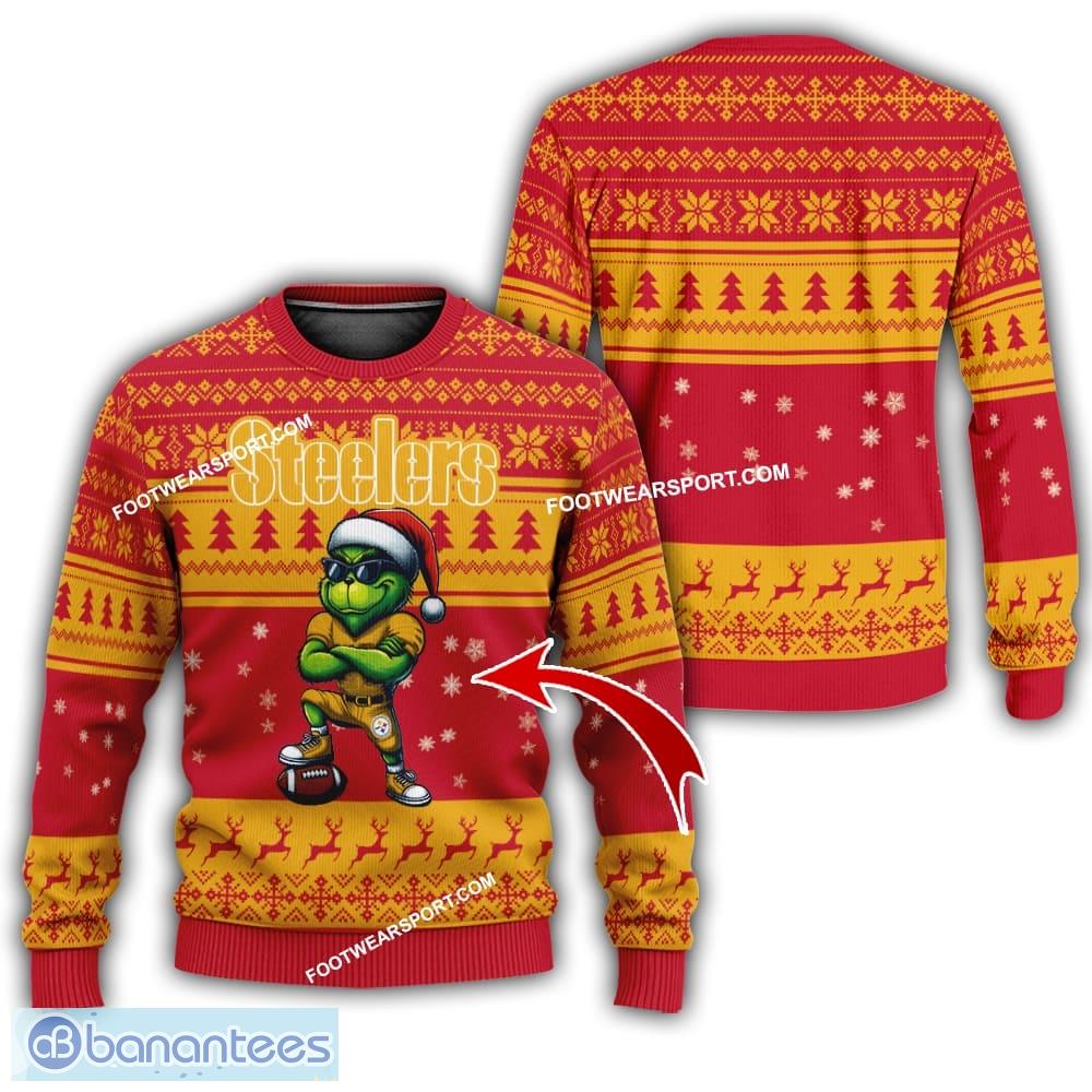nfl pittsburgh steelers grinch style knitted christmas sweater gift for adult image NFL Pittsburgh Steelers Grinch Style Knitted Christmas Sweater Gift For Adult - NFL Pittsburgh Steelers New Grinch Ugly Christmas Sweater Photo 1