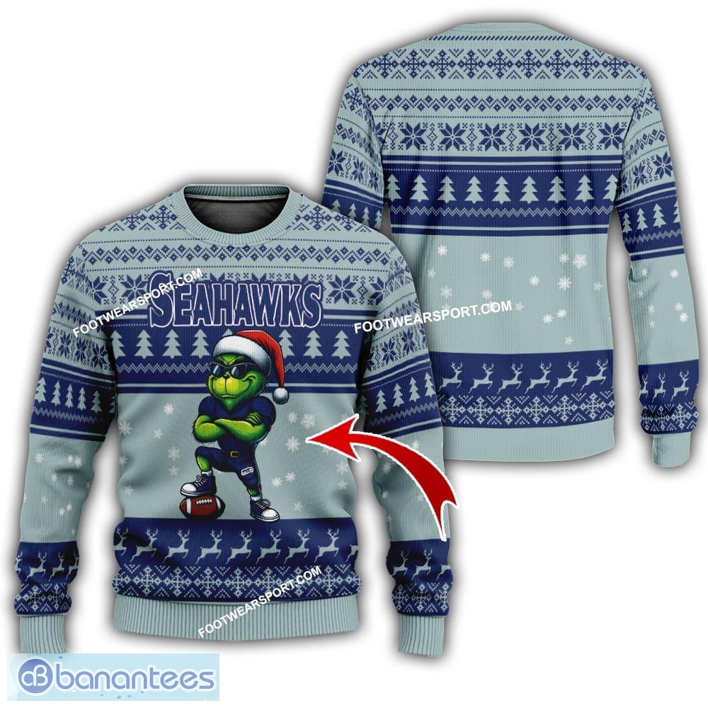 nfl seattle seahawks grinch football ugly sweater gift for christmas image NFL Seattle Seahawks Grinch Football Ugly Sweater Gift For Christmas - NFL Seattle Seahawks New Grinch Ugly Christmas Sweater Photo 1