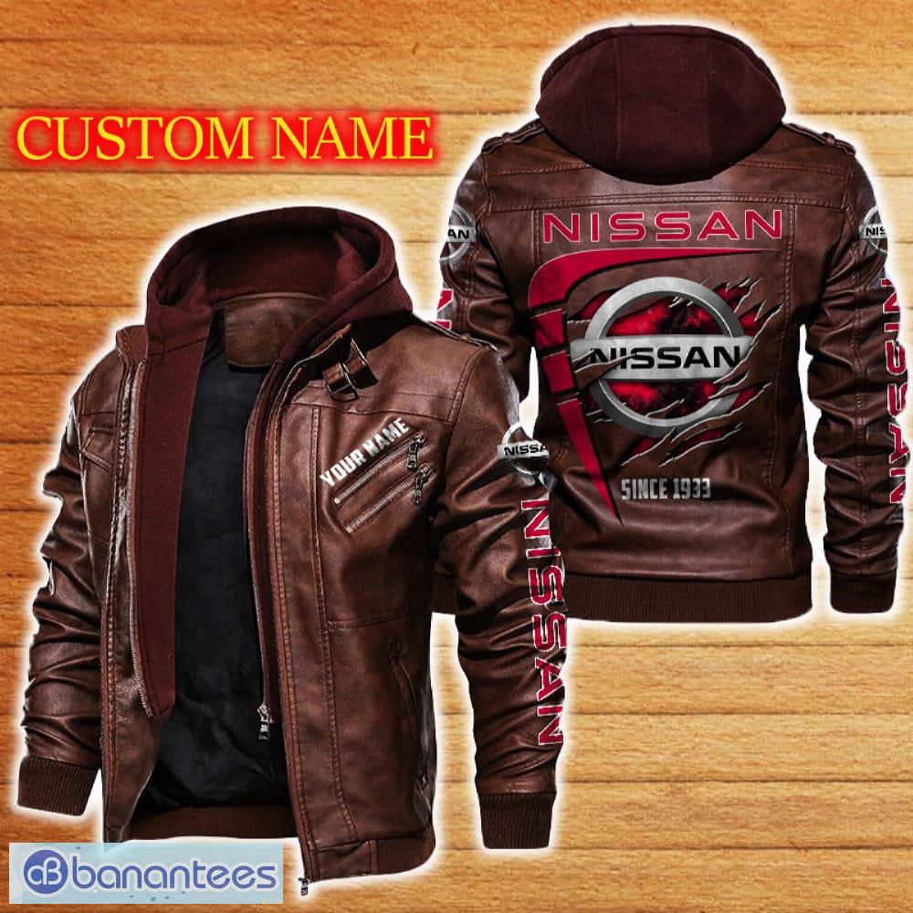 nissan leather jacket black and brown color car logo trending all over print gift fans custom name 1 image Nissan Leather Jacket Black And Brown Color Car Logo Trending All OVer Print Gift Fans Custom Name - Nissan Leather Jacket Car For Fans_2