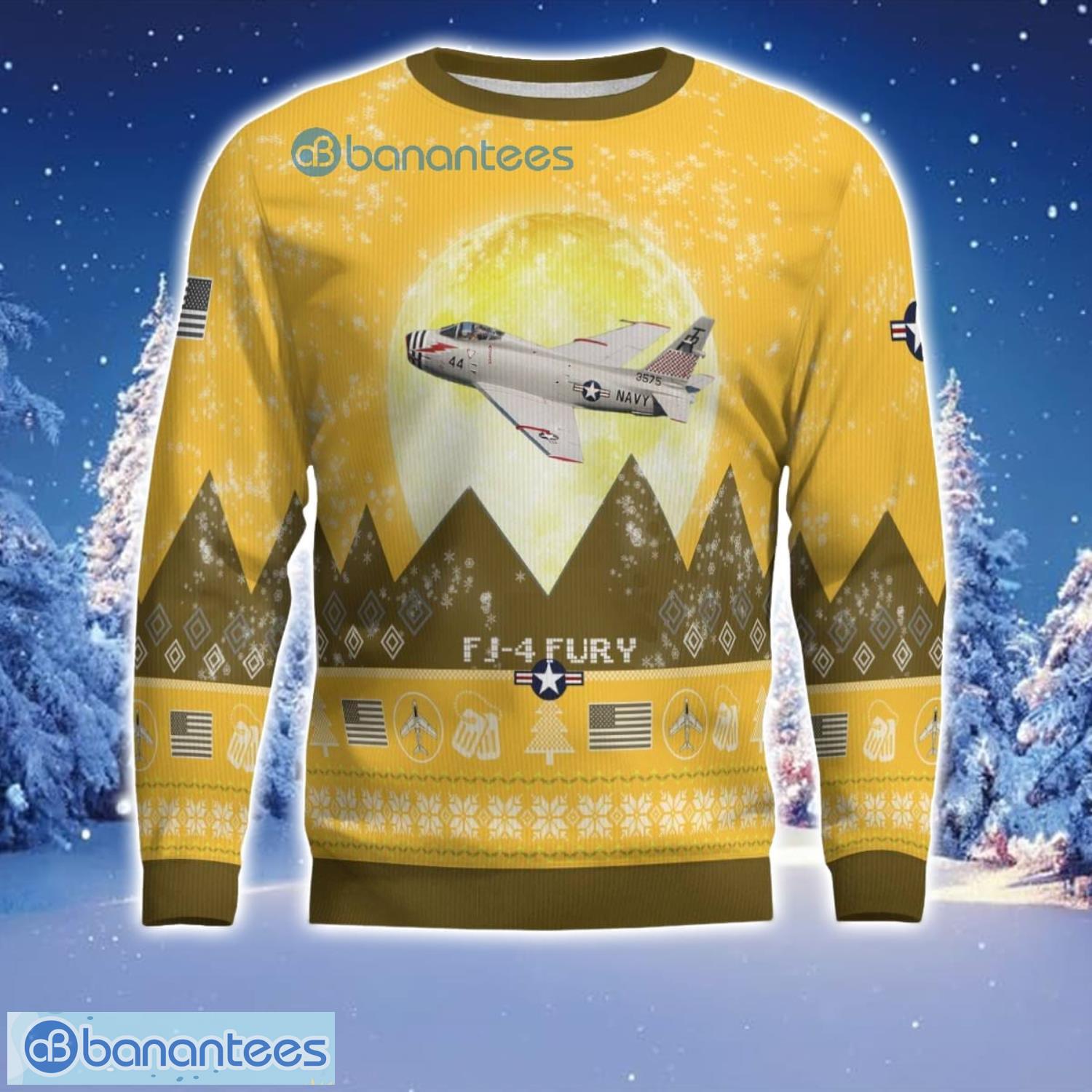 north american fj 4 fury fj4 aircraft moonlight 3d print ugly christmas sweater christmas gift yellow color sweater 1 image North American FJ-4 Fury FJ4 Aircraft Moonlight 3D Print Ugly Christmas Sweater Christmas Gift Yellow Color Sweater Product Photo 2