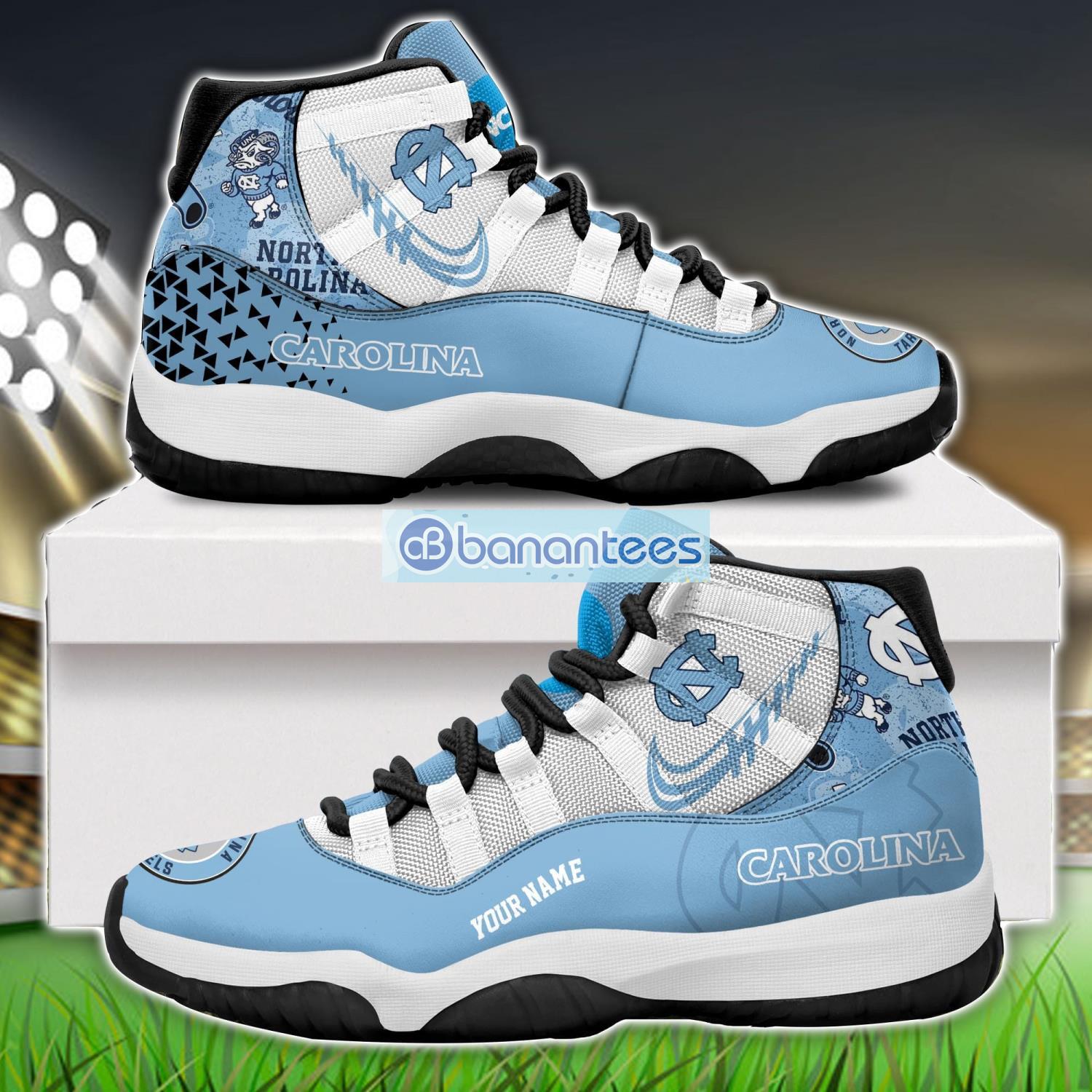 north carolina tar heels air jordan 11 sneakers custom name special shoes for fans image North Carolina Tar Heels Air Jordan 11 Sneakers Custom Name Special Shoes For Fans Product Photo 1