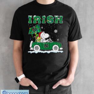 Notre Dame Fighting Irish Snoopy And Woodstock Driving Car Cute Snoopy Limited Edition Shirt - Black Unisex T-Shirt